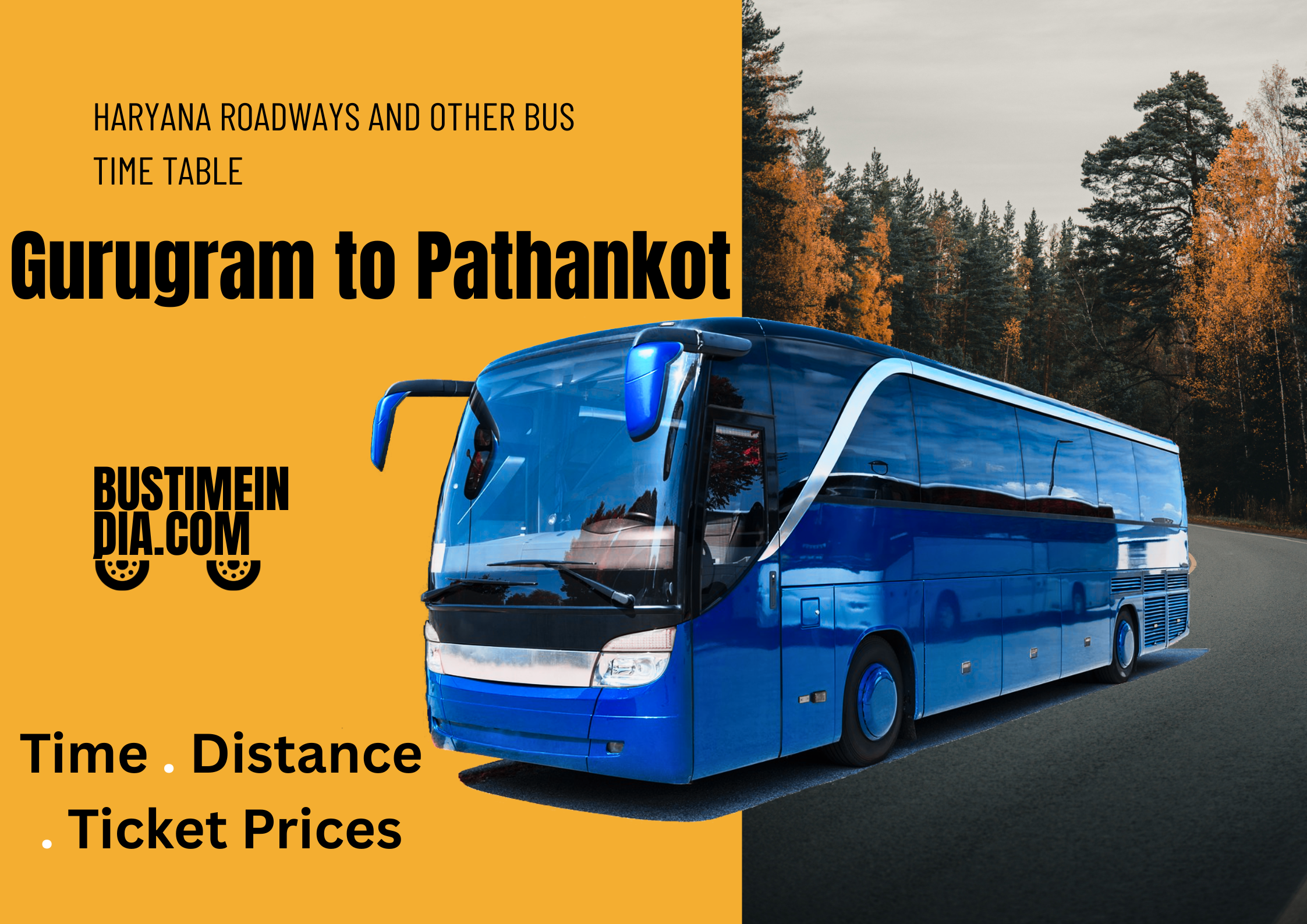 Gurugram to Pathankot Bus Time Table